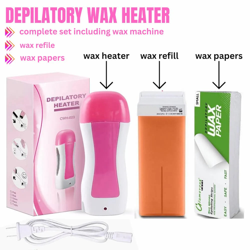 3 In 1 Depilatory Wax Warmer Roller (No More Expensive Salon Visits)